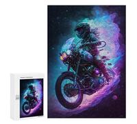 300 PCS Jigsaw Puzzles Motorcycle Rider in Neon Dreamscape Jigsaw for Teenagerss Precision Cutting Fun Activities at Home Challenging Game And Family Play 300 PCS