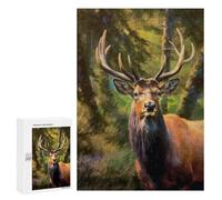 300 PCS Jigsaw Puzzles Nature's Majesty Majestic Deer in Forest Adult Jigsaw Puzzles Enhance Memory Educational Challenge Toys Educational Games 300 PCS