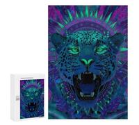 300 PCS Jigsaw Puzzles Neon Jaguar Art Print Jigsaw Puzzles for Teenagers Stress Reliever Train Your Brain And Hands Learning Educational Toys 300 PCS