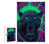 300 PCS Jigsaw Puzzles Neon Panther Art Print Jigsaw Puzzles for Teenagers Stress Reliever Train Your Brain And Hands Learning Educational Toys 300 PCS