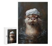 300 PCS Jigsaw Puzzles Otter in Sailor Hat Painting-1 Jigsaw Puzzles for Teenagers Stress Reliever Train Your Brain And Hands Learning Educational Toys 300 PCS