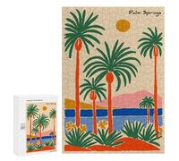 300 PCS Jigsaw Puzzles Palm Springs Illustration with Palm Trees Jigsaws for Adults Anti-Stress Toys Staycation Kill Time Parent-child Interaction 300 PCS