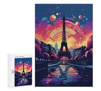 300 PCS Jigsaw Puzzles- Paris Eiffel Tower Sunset Art Print Puzzle For Teenagers Family Activities for Birthday, Chrismas Unique Birthday And Gifts 300 PCS