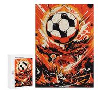 300 PCS Jigsaw Puzzles Passion Fire Soccer Ball Adult Jigsaw Puzzles Enhance Memory Educational Challenge Toys Educational Games 300 PCS
