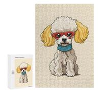 300 PCS Jigsaw Puzzles Poodle Noodle Dog Poster Jigsaws for Adults Anti-Stress Toys Staycation Kill Time Parent-child Interaction 300 PCS