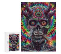 300 PCS Jigsaw Puzzles Psychedelic Devil Skull Art Print-4 Jigsaw Puzzles for Teenagers Stress Reliever Train Your Brain And Hands Learning Educational Toys 300 PCS