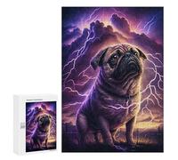 300 PCS Jigsaw Puzzles Pug in Thunderstorm Jigsaw Puzzles for Teenagerss But Fun And Humorous Every Piece Is Unique - Learning Educational Toys 300 PCS