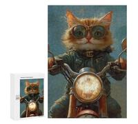 300 PCS Jigsaw Puzzles- Rider Cat Biker Style -3 Puzzle For Teenagers Family Activities for Birthday, Chrismas Unique Birthday And Gifts 300 PCS