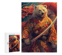 300 PCS Jigsaw Puzzles Samurai Bear with Dragon Sword Jigsaw for Teenagerss Precision Cutting Fun Activities at Home Challenging Game And Family Play 300 PCS
