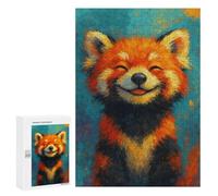 300 PCS Jigsaw Puzzles Smiling Red Panda Painting Jigsaw Puzzles for Teenagerss But Fun And Humorous Every Piece Is Unique - Learning Educational Toys 300 PCS