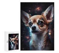 300 PCS Jigsaw Puzzles Space Pup Cute Chihuahua in Galaxy Jigsaws for Adults Anti-Stress Toys Staycation Kill Time Parent-child Interaction 300 PCS