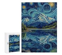 300 PCS Jigsaw Puzzles Starry Night Mountain Reflections -3 Jigsaw Puzzles for Teenagers Stress Reliever Train Your Brain And Hands Learning Educational Toys 300 PCS