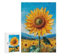 300 PCS Jigsaw Puzzles Sunflower Field Painting -1 Jigsaws for Adults Puzzle For Family Fun Difficult And Challenge Educational Family Game 300 PCS