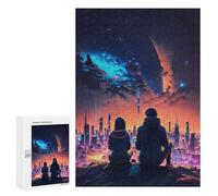 300 PCS Jigsaw Puzzles Super Night Space City Jigsaws for Adults Anti-Stress Toys Staycation Kill Time Parent-child Interaction 300 PCS