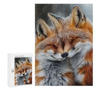 300 PCS Jigsaw Puzzles Two Foxes Cuddling in The Snow Jigsaw for Teenagerss Precision Cutting Fun Activities at Home Challenging Game And Family Play 300 PCS