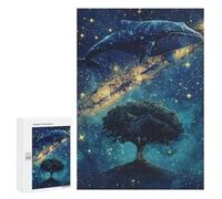 300 PCS Jigsaw Puzzles Whale Tree Galaxy Art Print-2 Jigsaws for Adults Puzzle For Family Fun Difficult And Challenge Educational Family Game 300 PCS