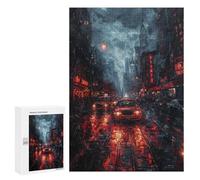 300 PCS Jigsaw Rainy City Night Scene Jigsaw Puzzles for Adults Family Activities Help The Brain Exercise Deal As Gifts for The Whole Family 300 PCS