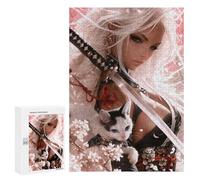 300 PCS Jigsaw Samurai Cat Warrior Art Print Jigsaws for Adults Puzzle But Fun And Humorous Challenging To Complete Unique Birthday And Xmas Gifts 300 PCS