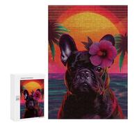 300 PCS Jigsaw Vibrant Tropical Bulldog Jigsaws for Adults Puzzle But Fun And Humorous Challenging To Complete Unique Birthday And Xmas Gifts 300 PCS