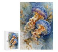 300 PCS Jigsaw Watercolor Jellyfish Art Adult Jigsaw Puzzles For Family Fun Parent-child Interaction Gifts for Friends And Family 300 PCS