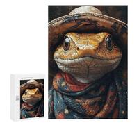 300 PCS Jigsaw Western Lizard with Hat Jigsaws for Adults Puzzle Stress Reliever Parent-child Interaction Unique Birthday And Xmas Gifts 300 PCS