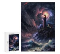 300 PCS Jigsaws Adults Puzzles A Lighthouse in A Storm V4 Jigsaw Puzzle Family Game Analysis And Logic Parent-child Interaction 300 PCS