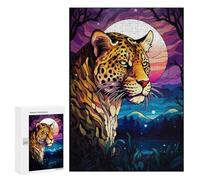 300 PCS Jigsaws Adults Puzzles Abstract Leopard Night Moo Jigsaw Puzzle Family Game Analysis And Logic Parent-child Interaction 300 PCS