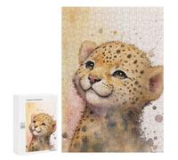 300 PCS Jigsaws Adults Puzzles Adorable Cheetah Cub Portrait Jigsaw for Adults Hands-on Game Precision Cutting Parent-child Interaction 300 PCS