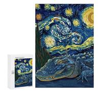 300 PCS Jigsaws Adults Puzzles Alligator in Starry Night Style Adult Puzzles Relaxing Games Precision Cutting Unique Gifts for Birthday And Christmas 300 PCS