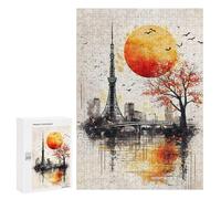300 PCS Jigsaws Adults Puzzles Autumn Harmony Tokyo Tower at Sunset Adult Puzzles Relaxing Games Precision Cutting Unique Gifts for Birthday And Christmas 300 PCS