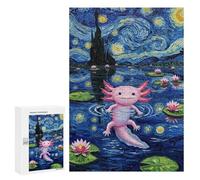 300 PCS Jigsaws Adults Puzzles Axolotl in Starry Night Painting Jigsaw for Adults Hands-on Game Precision Cutting Parent-child Interaction 300 PCS
