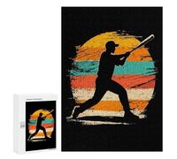 300 PCS Jigsaws Adults Puzzles Baseball Player Silhouette Jigsaw for Adults Hands-on Game Precision Cutting Parent-child Interaction 300 PCS