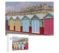 300 PCS Jigsaws Adults Puzzles Brightly Colored Beach Huts in Brighton, England Adult Puzzles DIY Toys But Fun And Humorous Unique Gifts for Birthday And Christmas 300 PCS