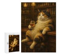300 PCS Jigsaws Adults Puzzles Calico Cat Drinking at The Bar Jigsaw Puzzle Family Game Analysis And Logic Parent-child Interaction 300 PCS