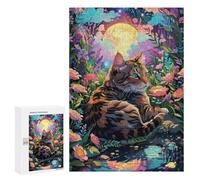 300 PCS Jigsaws Adults Puzzles Cat in A Moonlit Garden Jigsaws for Adults Toy Wall Decor Home Decoration for Is Ideal As A Gift 300 PCS