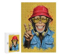 300 PCS Jigsaws Adults Puzzles Cool Monkey with Peace Sign Jigsaws for Adults Toy Wall Decor Home Decoration for Is Ideal As A Gift 300 PCS