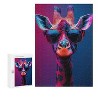300 PCS Jigsaws Adults Puzzles Cool Vibrant Neon Giraffe Portrait Jigsaw Puzzle Family Game Analysis And Logic Parent-child Interaction 300 PCS