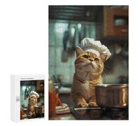 300 PCS Jigsaws Adults Puzzles Cute Chef Cat Jigsaw for Adults Toy Wall Decor Perfect Decoration for Is Ideal As A Gift 300 PCS