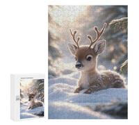 300 PCS Jigsaws Adults Puzzles Deer Fawn in Winter Wonderland Jigsaws for Adults Relaxing Games Difficult Challenge Difficult And Challenge 300 PCS