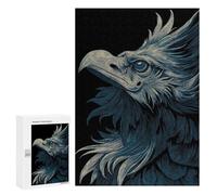 300 PCS Jigsaws Adults Puzzles Detailed Eagle Illustration on Black Background Jigsaw for Adults Hands-on Game Precision Cutting Parent-child Interaction 300 PCS