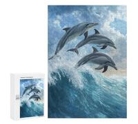 300 PCS Jigsaws Adults Puzzles Dolphins Leaping Wave Jigsaw for Adults Toy Wall Decor Perfect Decoration for Is Ideal As A Gift 300 PCS
