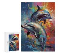 300 PCS Jigsaws Adults Puzzles Dolphins Painting Jigsaws for Adults Relaxing Games Difficult Challenge Difficult And Challenge 300 PCS