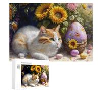 300 PCS Jigsaws Adults Puzzles Easter Egg Hunt with Cute Cat Adult Puzzles DIY Toys But Fun And Humorous Unique Gifts for Birthday And Christmas 300 PCS