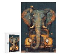 300 PCS Jigsaws Adults Puzzles Elephant Retro Car Art Jigsaws for Adults Relaxing Games Difficult Challenge Difficult And Challenge 300 PCS