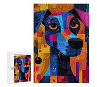 300 PCS Jigsaws Adults Puzzles Expressionist Geometry Dog - Vibrant Abstract Canine Art Jigsaws for Adults Toy Wall Decor Home Decoration for Is Ideal As A Gift 300 PCS