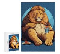 300 PCS Jigsaws Adults Puzzles Fat Lion Funny Animal Jigsaws for Adults Relaxing Games Difficult Challenge Difficult And Challenge 300 PCS