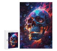 300 PCS Jigsaws Adults Puzzles Fiery Galaxy Skull Jigsaw for Adults Hands-on Game Precision Cutting Parent-child Interaction 300 PCS