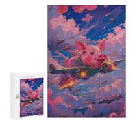 300 PCS Jigsaws Adults Puzzles Flying Pink Pig Jigsaw for Adults Relax Games Birthday Present Birthday And Unique Gifts 300 PCS