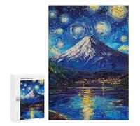 300 PCS Jigsaws Adults Puzzles Fuji Mount Starry Night Jigsaw for Adults Relax Games Birthday Present Birthday And Unique Gifts 300 PCS