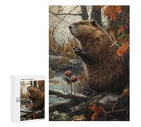 300 PCS Jigsaws Adults Puzzles Funny Beaver Catching Fish Jigsaws for Adults Relaxing Games Difficult Challenge Difficult And Challenge 300 PCS